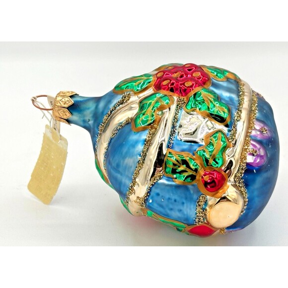 Henri Bendel Mercury Glass Ornament Poland Christmas Holly Berries Leaves HTF BL - Picture 15 of 16